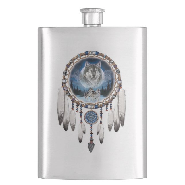 Dream Catcher med vargens bakgrund Fickplunta (Framsidan)