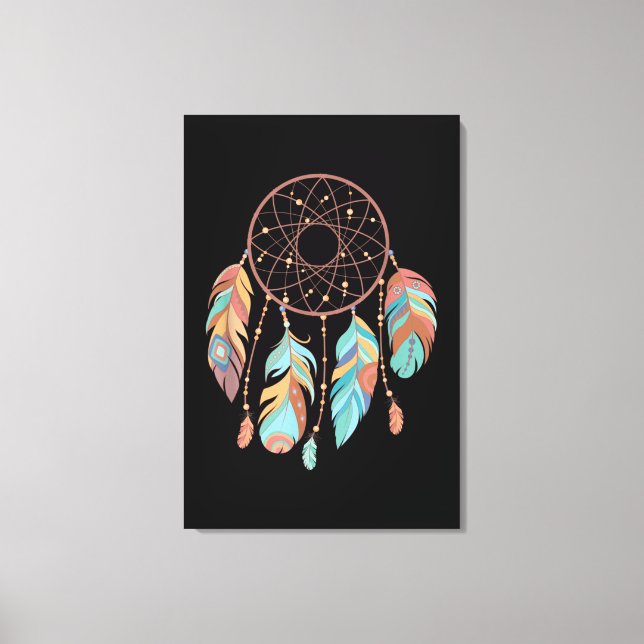 Dream Catcher Native American Feathers Tribal Drea Canvastryck (Framsida)