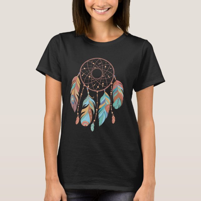 Dream Catcher Native American Feathers Tribal Drea T Shirt (Framsida)