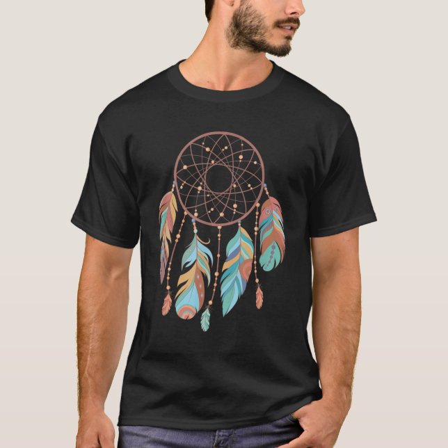 Dream Catcher Native American Feathers Tribal Drea T Shirt (Framsida)