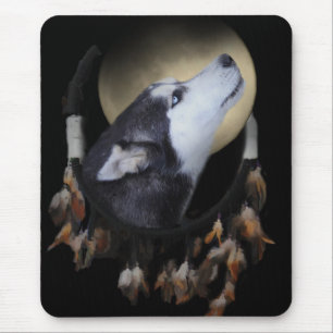 Dream catcher och blåögd Husky Musmatta