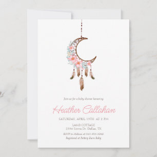 Dream catcher Rosa Boho Baby Shower-inbjudan Inbjudningar