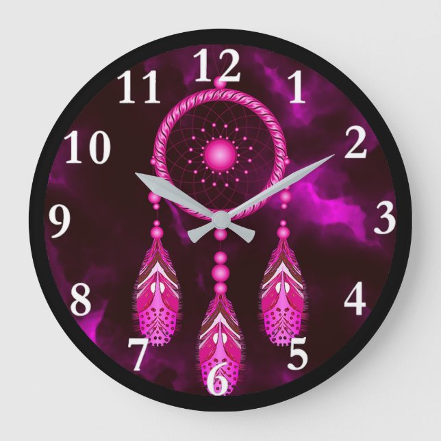 Dream Catcher Round Wall Clock Stor Klocka (Framsida)