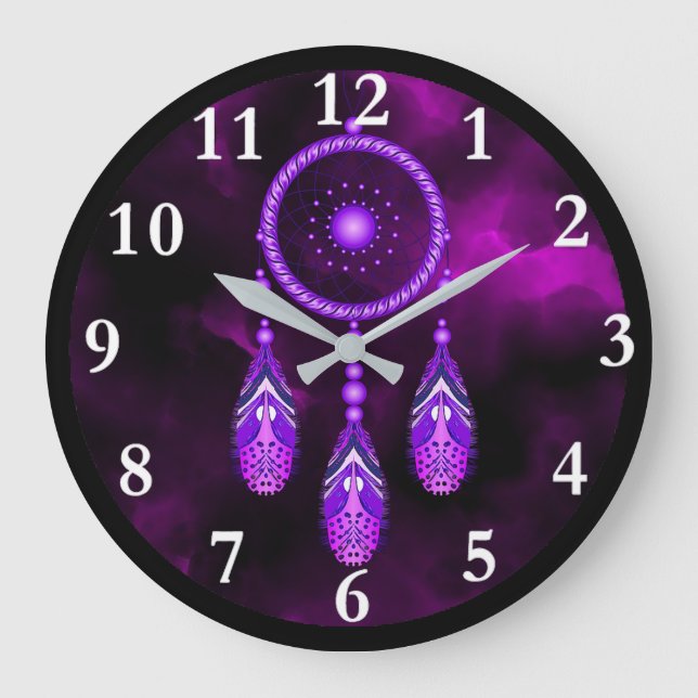 Dream Catcher Round Wall Clock Stor Klocka (Framsida)