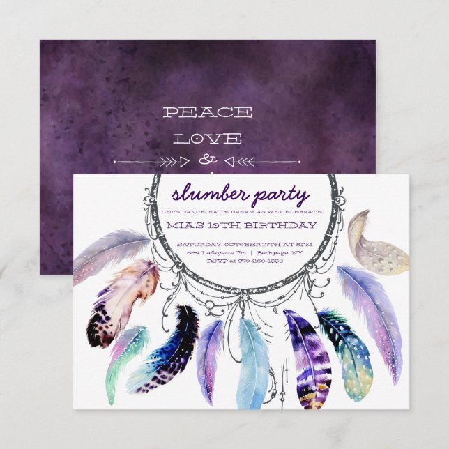 Dream-catcher slumber Party-inbjudan Inbjudningar (Fram/baksida)