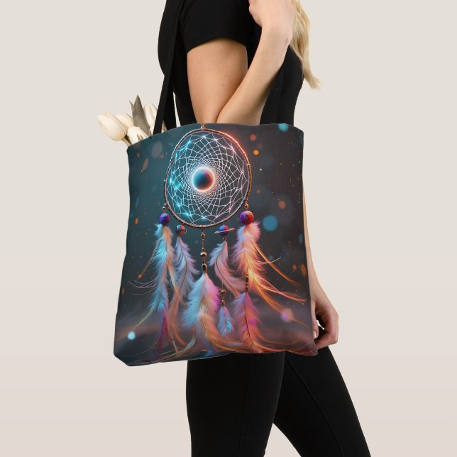 Dream Catcher Tote Bag Boho All-over Print Design Tygkasse (Närbild)