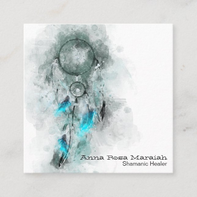 *~* Dream Catcher Tribal Helig Shamanic Shamanic Fyrkantigt Visitkort (Framsida)