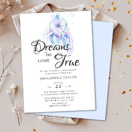 Dream Catcher Watercolor Blue Boy Baby Shower Inbjudningar
