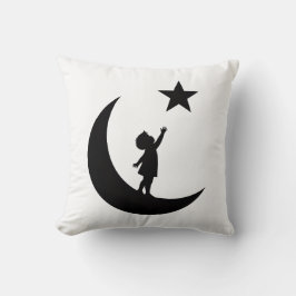 Dream Chaser Cute Minimalist Moon and Star Design Kudde