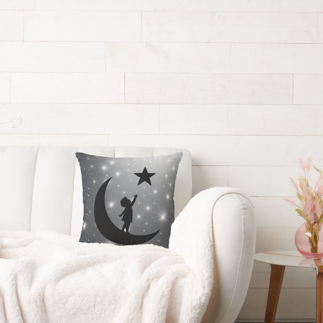 Dream Chaser Cute Minimalist Moon and Star Design Kudde (Soffa)