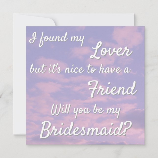 Dream Clouds Lover Bridesmaid Proposal Card Tack Kort (Framsida)