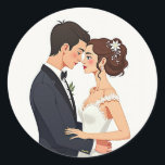 Dream Couple Bröllop Sticker Runt Klistermärke<br><div class="desc">Perfekt för par på deras speciella dag,  denna elegant-dekal har en kärleksfull brud och en grumlig stund,  perfekt för bröllop firande och romantiska gester.</div>