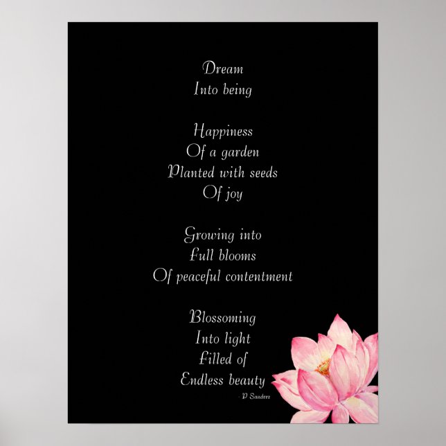 Dream Dikt med Lotus Flower Poster (Framsidan)