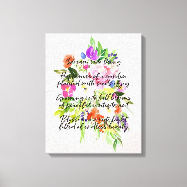 Dream Dikt Watercolor Flowers inspirationspoetry Canvastryck (Framsida)