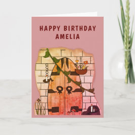 Dream Door Fairy Tale Teckning Girl Birthday Kort