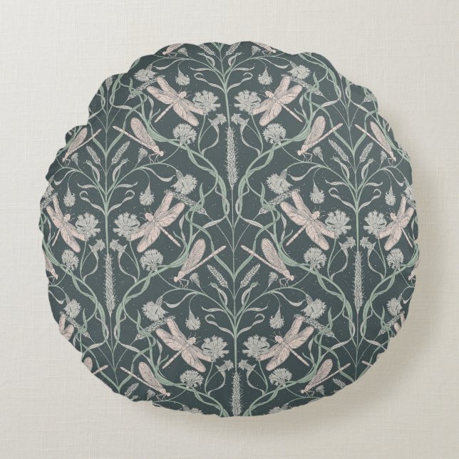 Dream Dragonfly Cornblomma, Stars, chevron Rund Kudde (Framsidan)