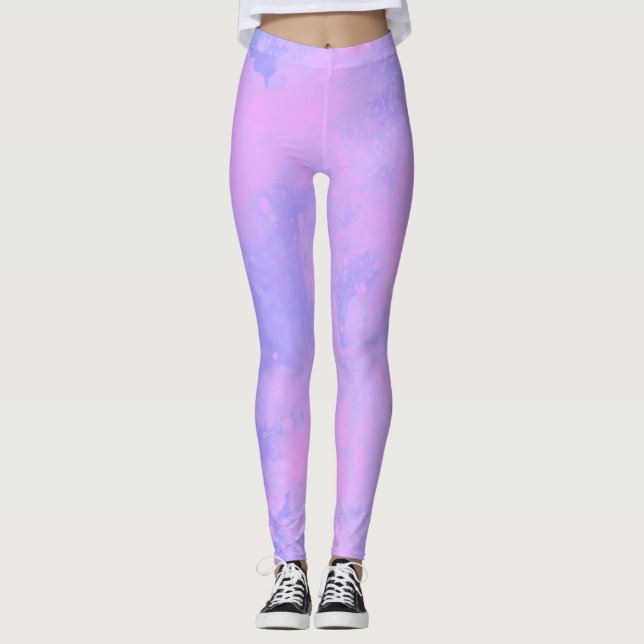 Dream-effekt målar pluttermoln rosa och lila leggings (Framsida)