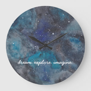 Dream Explore Imagine Inspirational Galaxy Space Stor Klocka