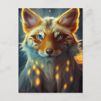 Dream Fantasy Blue Eyed Fox Vixen Porträtt Vykort