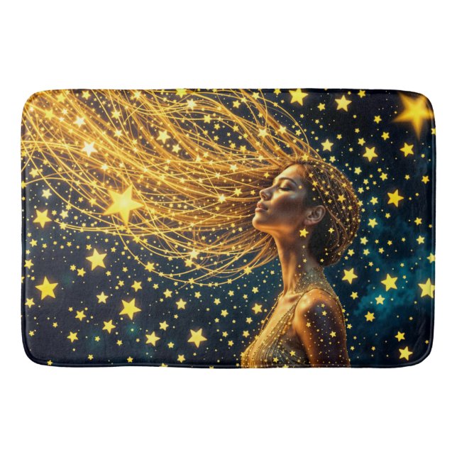 Dream-flicka omgiven av ljusa stjärnor badrumsmatta (Framsidan)