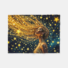 Dream-flicka omgiven av ljusa stjärnor fleecefilt