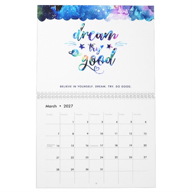 Dream. Försök. Gör Bra. Kalender (Mar 2027)