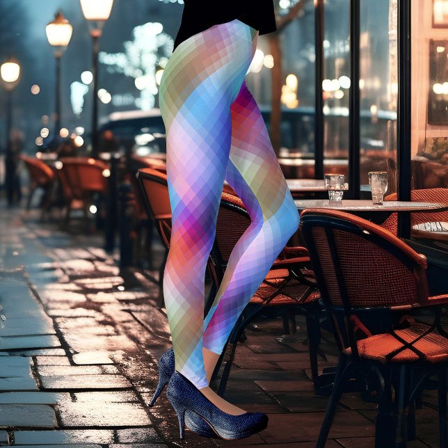 Dream Glass-kontrollerade färgämnen i Vår Leggings (Modern design leggings featuring a geometrical glass pattern in unique and vibrant colors)