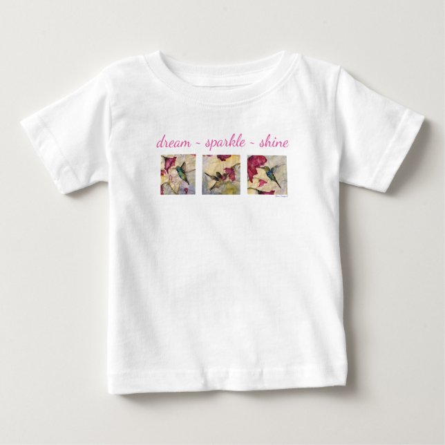 Dream Gnistra Shine Hummingbird Art Baby Tutu T Shirt (Framsida)