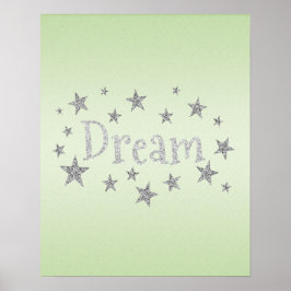 Dream Grönt med Silver Glitter Poster
