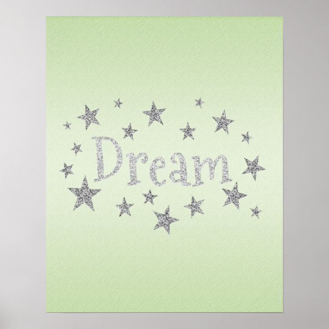Dream Grönt med Silver Glitter Poster (Framsidan)