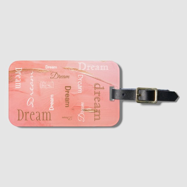 Dream Guld Orange White Watercolor Bagagebricka (Framsida horisontal)