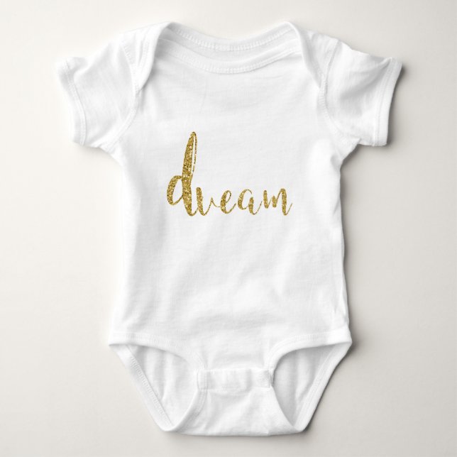 "Dream" Guld Typography Flicka Snyggt Chic T Shirt (Framsida)