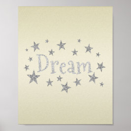 Dream Gult med Silver Glitter Poster