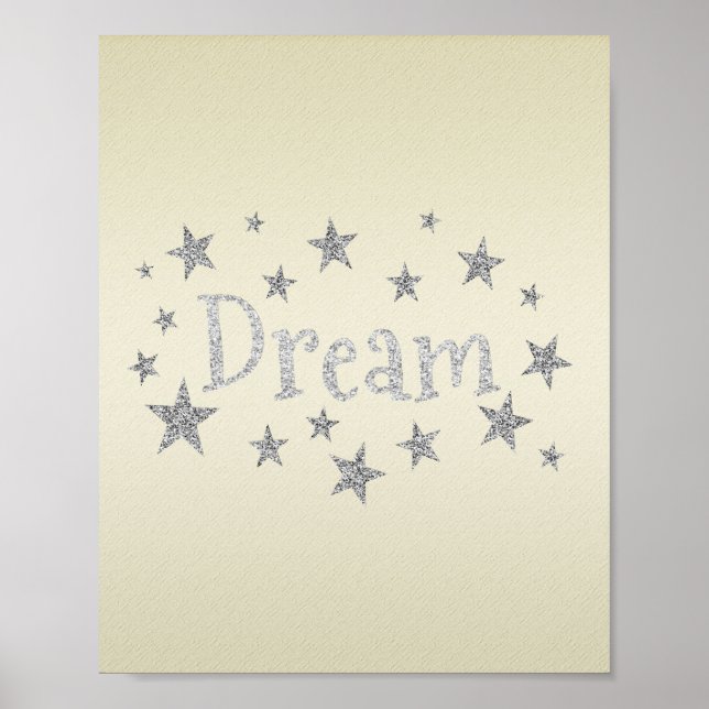 Dream Gult med Silver Glitter Poster (Framsidan)
