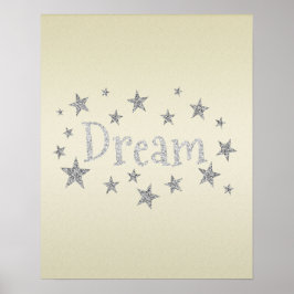 Dream Gult med Silver Glitter Poster