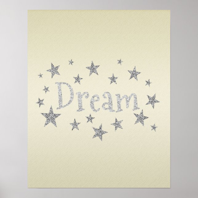 Dream Gult med Silver Glitter Poster (Framsidan)