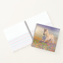 Dream-häst som rinner genom blommor