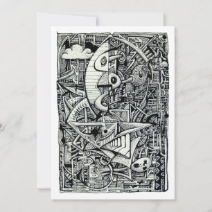 Dream House, bläck teckning Flat Card