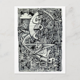 Dream House, bläck teckning Vykort