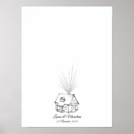 Dream House Fingerprint Bröllop Guest Bok Poster