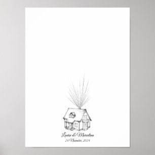 Dream House Fingerprint Bröllop Guest Bok Poster