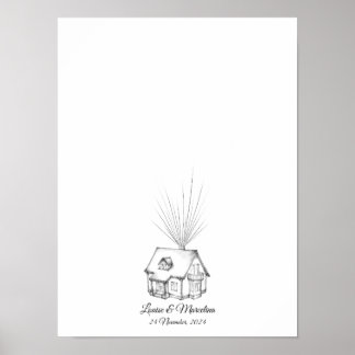 Dream House Fingerprint Bröllop Guest Bok Poster