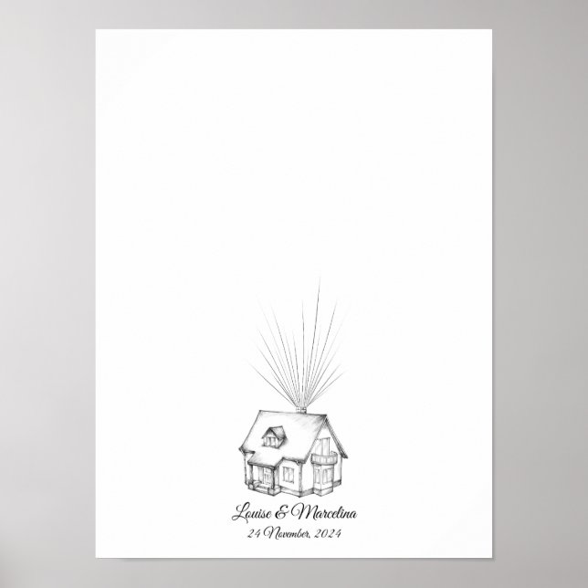 Dream House Fingerprint Bröllop Guest Bok Poster (Framsidan)