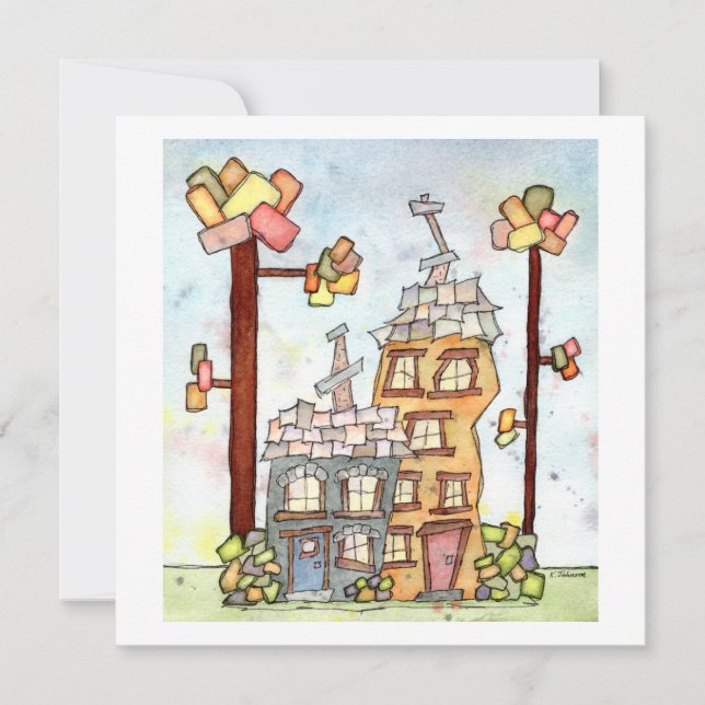 Dream House Watercolor Greeting Card Kort (Framsida)