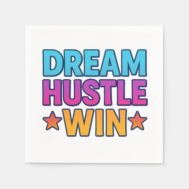 DREAM HUSTLE WIN Motivational Pappersservett (Framsidan)