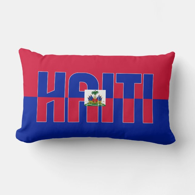 Dream i Färg med Haitis patriotiska Flagga Lumbarkudde (Framsida)