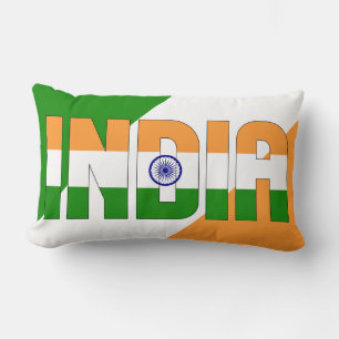 Dream i Färg med Indiens Flagga Lumbarkudde