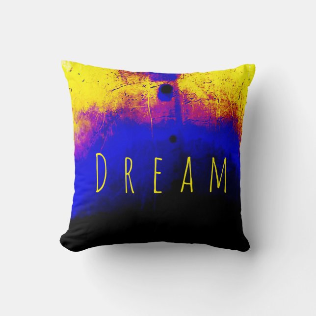 "Dream" i Gult om Blue Burgundy Gult Design Kudde (Framsida)