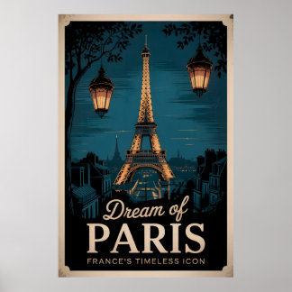 Dream i Paris - Vintagen Eiffel Torn Poster