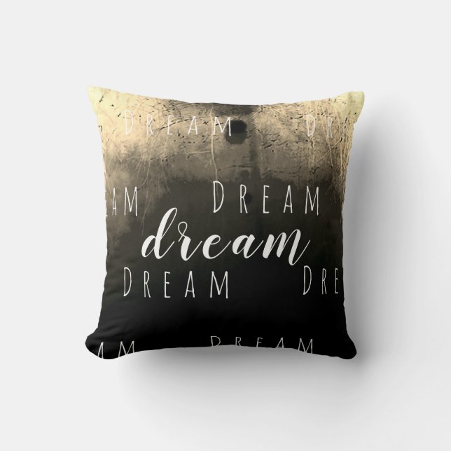 "Dream" i vitt på Taupe Brown Beige Design Kudde (Framsida)